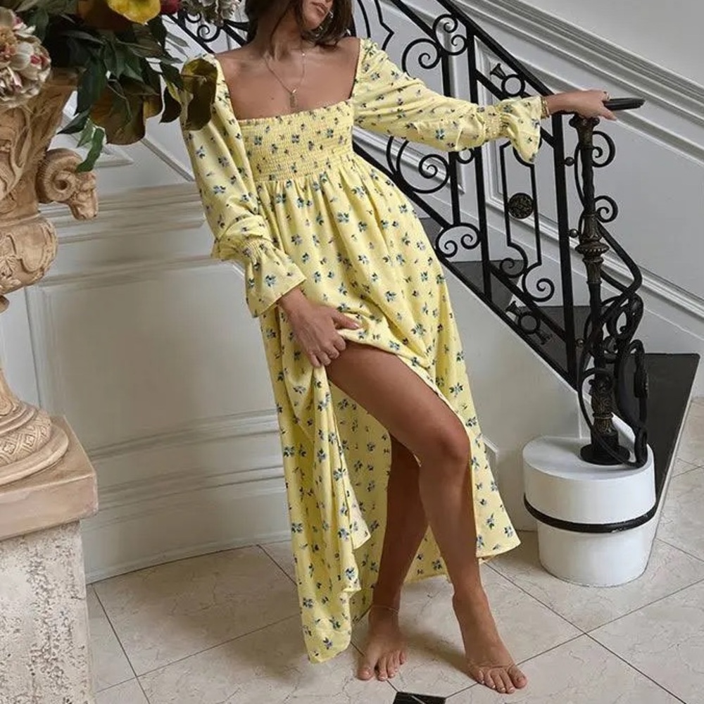 WeWoreWhat Ditsy Yellow Floral Maxi Dress NEW Small